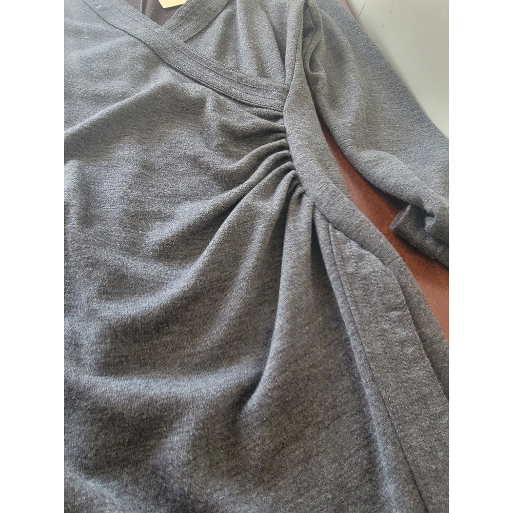 NWT Max Studio Medium Faux L/S Wrap Dress Charcoal Gray Professional Work Career - Picture 6 of 6